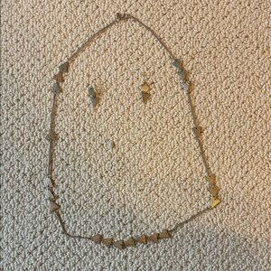 Gold-Tone Triangle Link Necklace & Earring Set with gift box